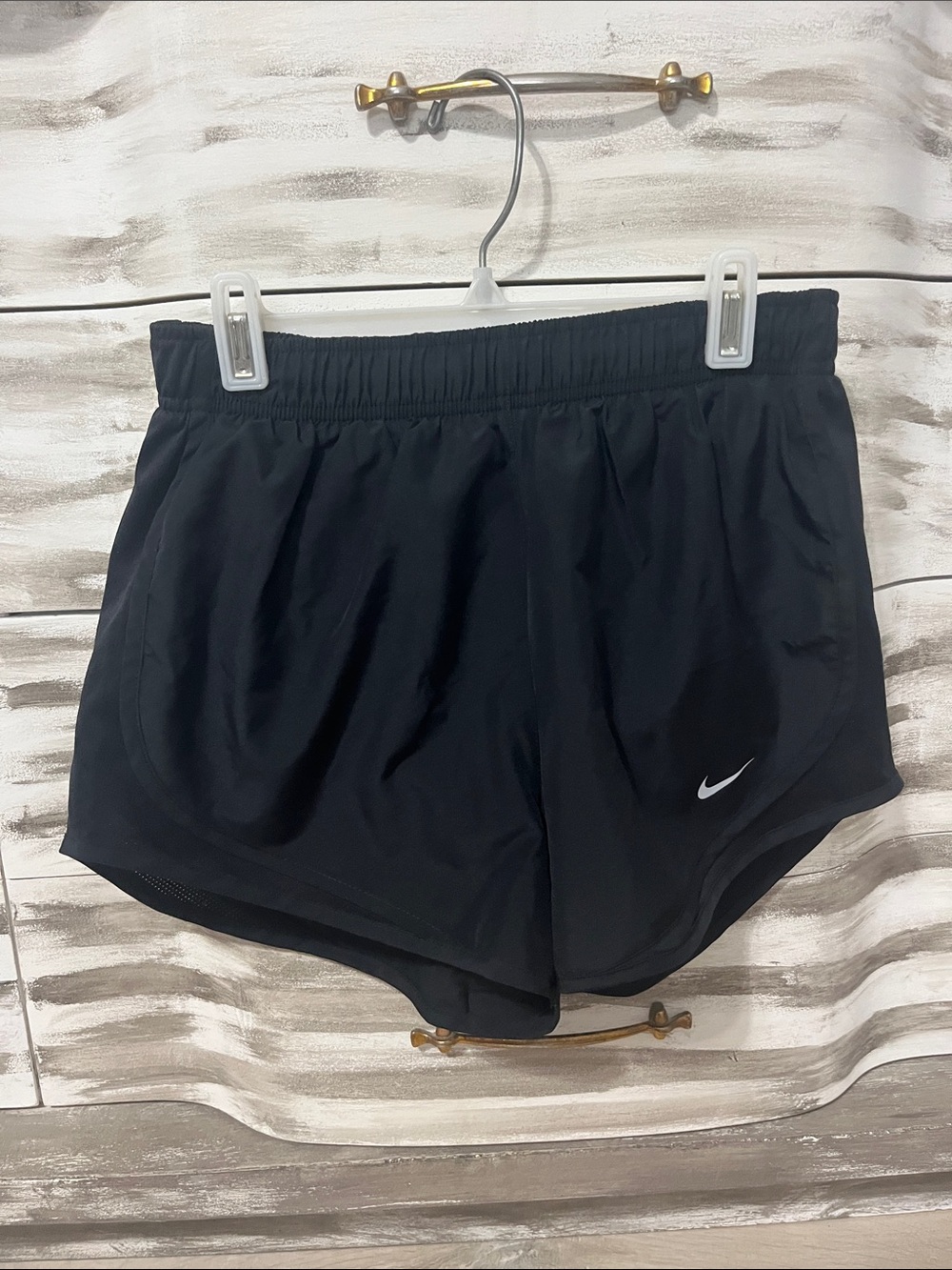Nike Women’s Black Athletic Running Shorts with White Swoosh
